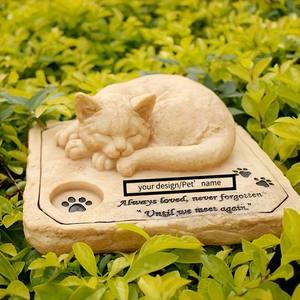 Pierre commémorative pour chat en résine - Empreinte de patte gravée et citation, idéale pour la décoration de jardin, marqueur de tombe d'animal de compagnie, décoration de souvenir pour la cour - Product Image 4