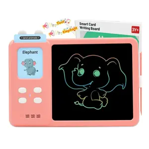 Bloc de escritura digital para niños, tarjetas flash parlantes, tableta de escritura de dibujo LCD con lector de tarjetas para niños, juguetes de aprendizaje Flash parlantes