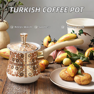 กาแฟตุรกี 550/720/900 มล. หม้อสแตนเลสดีไซน์ย้อนยุค ฝาปิดแบบละลาย ใช้สำหรับอุ่นเนย อุ่นนม ทำความสะอาดง่าย เหมาะสำหรับใช้ในบ้าน ร้านกาแฟ สีทอง - Product Image 2