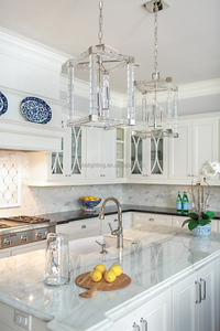 Lámpara colgante geométrica para cocina, farol de hierro forjado de 4 luces, Isla, granja, candelabro de cristal - Product Image 6