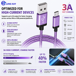 Cable Micro USB de 1m 2m 3m al por Mayor de Lungkay, Cable Trenzado de Nailon USB 2.0 V8, Cable de Carga Rápida para Dispositivos Android - Product Image 2
