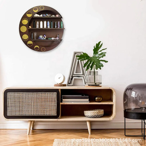 Wooden Moon <b>Wall</b> Shelf 3 Tier Round Essential Oil <b>Storage</b> Rack <b>Hanging</b> Display Organizer For Home Decor - Product Image 3