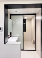 Pintu Geser Kamar Mandi Interior Tahan Air Bersertifikasi CE, Kaca Tempered Ganda Privasi, Isolasi Termal untuk Dapur, Kamar Tidur, Area Basah