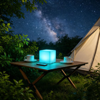 Lampe de table décorative en forme de cube à LED changeant de couleur, rechargeable par USB, télécommande, lampe de table à manger, lampe d'ambiance pour le camping