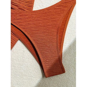 Conjunto de Bikini Texturizado de 3 Piezas <span class=keywords><strong>para</strong></span> Mujer, Traje de Baño Halter con Estrella de Mar y Pedrería, con Pareo <span class=keywords><strong>para</strong></span> la Playa <span class=keywords><strong>en</strong></span> Verano - Product Image 5