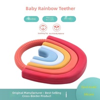 Hochet de dentition en silicone arc-en-ciel gonflable de qualité alimentaire, prêt à l'emploi transfrontalier, pour bébés et tout-petits (02)