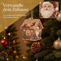 Kit de Peinture Diamant 3D Maison de Noël, Ornements Faits Main DIY, Kit d'Art Diamant pour Suspension sur Sapin de Noël, Cadeau de Fêtes