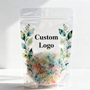 Sachets Doypack personnalisés avec fenêtre transparente, emballage haute barrière anti-humidité pour produits alimentaires au sel rose - Product Image 1