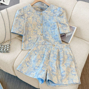 Conjunto de Dos Piezas Personalizado con Jacquard Floral <span class=keywords><strong>para</strong></span> Mujer, Traje <span class=keywords><strong>para</strong></span> Fiestas de Té - Product Image 3