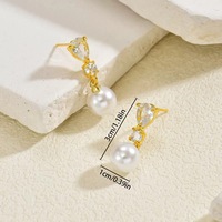 Collier et boucles d'oreilles en or plaqué PVD 18 carats avec perle naturelle et zircon, acier inoxydable 316L, bijoux vintage pour femmes, cadeau OEM