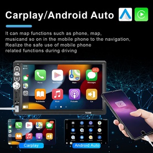 (US/EU Cổ) Podofo 7 ''Duy Nhất DIN Xe <span class=keywords><strong>Stereo</strong></span> Với Carplay Android Tự Động 1 DIN Xe Đài Phát Thanh Xe Hơi MP5 Máy Nghe Nhạc Bt FM EQ AUX Trong + Mic - Product Image 2