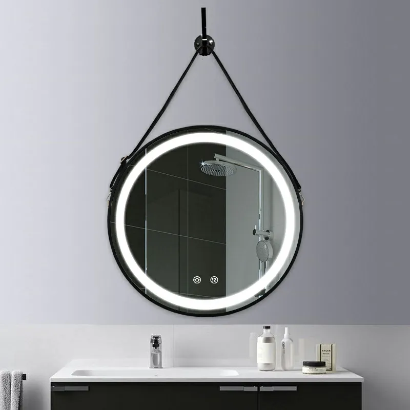 Design personalizado grande parede pendurado toque interruptor espelho inteligente levou luz iluminado espelho do banheiro