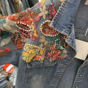 Spring and Autumn New Heavy Industry Diamond studded Nail Bead Colorful <strong>Glitter</strong> Loose Cowboy <strong>Jacket</strong> Ethnic Style <strong>Jacket</strong> - Product Image 2