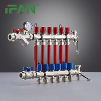 Collecteur PEX IFAN 4 voies en laiton pour système de chauffage au sol