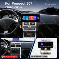 Support d'écran Android à structure détachable avec cadre de fixation pour berline PEUGEOT 2002-2013 307 Champagne 12,3 pouces