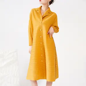 Großhandel Beliebte Urlaub Bluse Pullover Miyake Anzug Kleid Plissee Elegante Wind breaker Frauen Büro Mode Kleidung