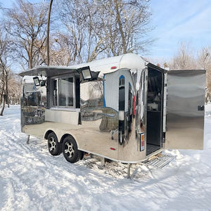 Chariot carré en acier inoxydable argenté, style américain, design cheminée, mobile, remorquable, pour la vente de glaces et de snacks en rue - Product Image 1