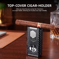 Briquet torche et coupe-cigares JH Top, briquet torche pour cigares, briquet torche à 3 jets de feu avec coupe-cigares en V