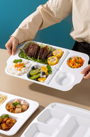 Plateau en mélamine réutilisable pour le déjeuner scolaire, 13 pouces, 6 compartiments, pour servir des portions de nourriture rapide