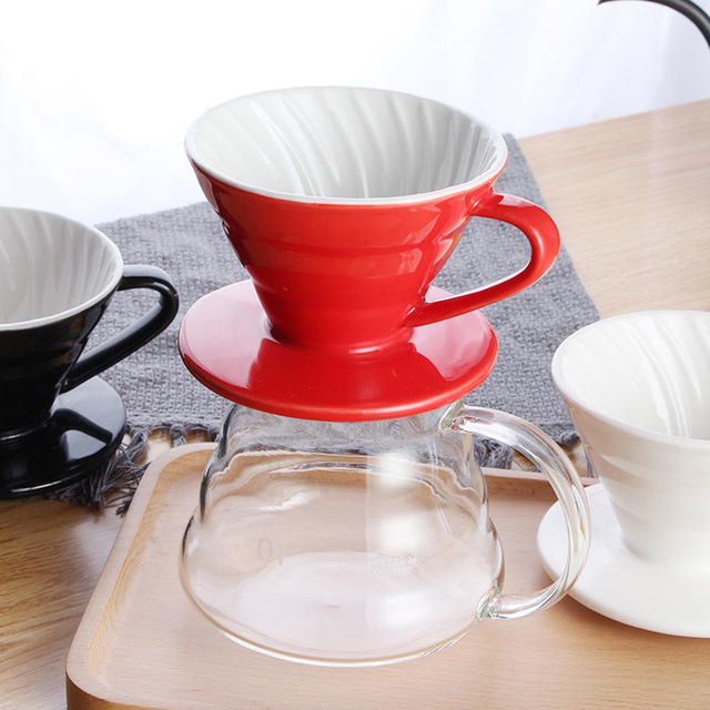 Ceramic Porcelain Coffee Drip Filter Pour Over Dripper Funnel Set With Cup Stand
