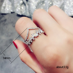 Anello a doppio strato a forma di V in stile coreano per gioielli da dito alla moda da donna - Product Image 2