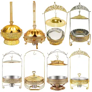 Restaurant Sets Hotel Luxury Gold Food Buffet Display Buffet Food Warmer Kitchenware Stainless Steel Hanging Chafing Dish