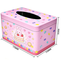 Boîte à mouchoirs en métal, motif bonbons roses, boîte à mouchoirs rectangulaire en fer, boîte de rangement décorative pour la décoration de table à la maison