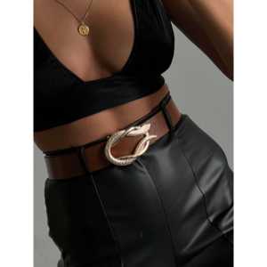 Cobra <b>Snake</b> Buckle Genuine Leather Belt Cow <b>Hide</b> Solid Durable High Waist Fashion Accessory - Product Image 2