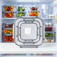 Ensemble de 3 boîtes de rangement pour réfrigérateur en PET transparent, contenants carrés pour aliments avec couvercles pour la cuisine et le congélateur