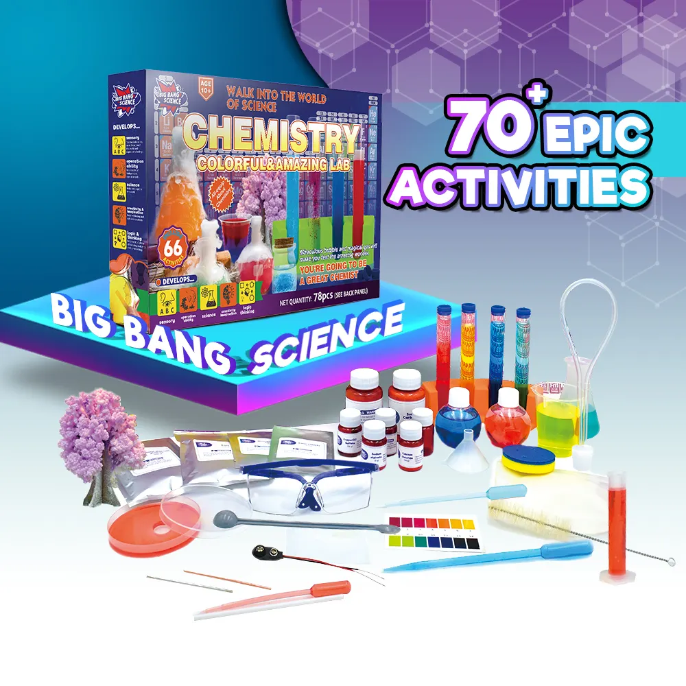 Набор для детских научных экспериментов BIG BANG SCIENCE Custom Chemistry Toys для детей-содержит более 70 экспериментов
