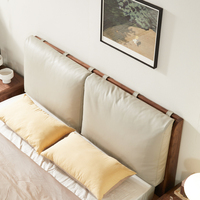 Lit double moderne en bois de noyer noir, style nordique japonais Wabi Sabi, avec rembourrage doux, pour chambre principale, directement de l'usine