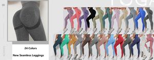 24 ठोस रंग उच्च कमर सहज पॉलिएस्टर नायलॉन फिटनेस खेल लेगिंग प्रशिक्षण के लिए योग पैंट उठाने वाले बट - Product Image 5