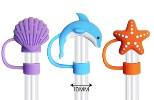 Cubierta de silicona reutilizable con diseño de animales marinos para pajitas Stanley Cup, tapas protectoras de silicona para puntas de pajitas - Product Image 2