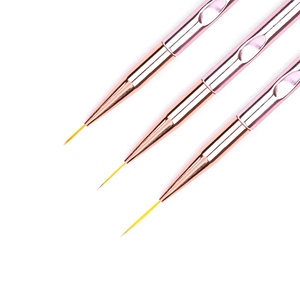 Lot de 3 pinceaux à ongles en or rose, en nylon, pour dessin de rayures, gel UV, peinture florale, stylo de manucure à manche en plastique pour motifs et lignes - Product Image 1