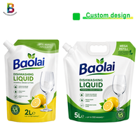 Fabricant de pochettes souples personnalisées imprimées de 1L, 2L, 5L pour liquide vaisselle, avec bec verseur, recyclables et autoportantes, pour emballage de savon de cuisine
