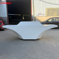 Mostradores de Recepción Móviles para Discapacitados, Mesa de Recepción de Exhibición de Piedra Artificial Única con Ruedas