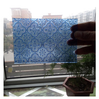 Verre décoratif à motif Camélia transparent à faible teneur en fer, avec fleurs pressées, vitrail teinté, anti-UV, haute résistance pour salle de bain
