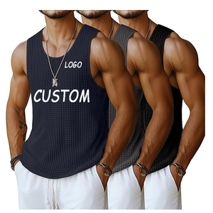 Débardeurs Homme en Gros : Personnalisation de Logo Usine, Gilet de Sport Sans Manches Haute Qualité pour Homme, Débardeur Gaufré Lavé, T-shirt Streetwear - Product Image 1