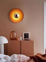 Lampu Dinding LED warna desainer Hotel lampu dinding warna mewah Modern kamar tidur dekorasi samping tempat tidur latar belakang kepribadian dinding bulat lampu LED