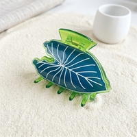 Pince à cheveux élégante en acétate de 9 cm, motif feuille hawaïenne, style requin, accessoire pour femme, pour l'arrière de la tête