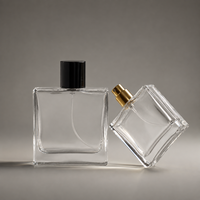 Flacon de parfum en verre noir de luxe vide 50 ml 100 ml avec emballage et logo personnalisé