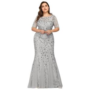 2026 High Quality Plus <strong>Size</strong> <strong>Sequin</strong> Mesh Fishtail Slim Banquet Host Evening Party Prom <strong>Dresses</strong> for Women - Product Image 1