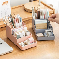 Boîte de rangement pour stylos en plastique PP imperméable, style échelle, compartimentée, haute esthétique, pour bureau d'étudiant, rangement de fournitures scolaires