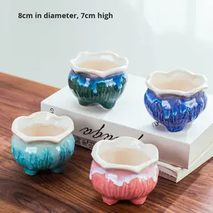 Pots de fleurs succulents en céramique émaillée au four créatifs simples Ensemble de petits pots de taille moyenne Finition émaillée Fabricant en <span class=keywords><strong>gros</strong></span> - Product Image 4