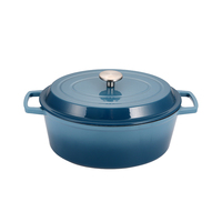 Ensemble de 12 ustensiles de cuisine en fonte émaillée bleue antiadhésive, résistant au four et au lave-vaisselle, personnalisable, avec cocotte hollandaise – Collection Bright Houseware
