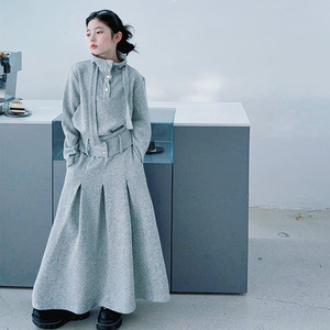 Set di Abbigliamento per Ragazze 2026: Giacca Grigia + <span class=keywords><strong>Gonna</strong></span> <span class=keywords><strong>Lunga</strong></span> 2 Pezzi Stile Cargo per Adolescenti - Product Image 1