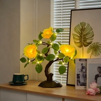 Lampe LED décorative en forme de rosier, double charge USB, fonctionne sur piles, variateur tactile, pour table et intérieur