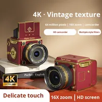Appareil photo numérique rétro de voyage à capteur CCD haute définition, carte SD, vidéo 4K, zoom optique >7x - Portable, pour étudiants, selfies et photographie