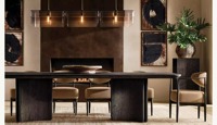 Ensemble de table à manger ronde moderne en chêne européen massif 4 places, ensemble de chaises de salle à manger de luxe sur mesure
