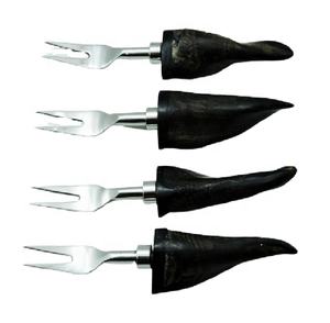 Wholesale Price Natural <b>Black</b> Horn Handle Steel Fork <b>Cutlery</b> / Flatware <b>Set</b> Wholesale Customized Space Elegant Business Party - Product Image 1